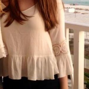 cute white shirt w lace accents